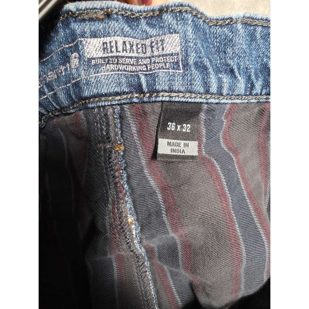 Carhartt Relaxed Fit Jeans Mens 36x32 Blue Denim Workwear Carpenter Work Pants - Picture 2 of 9